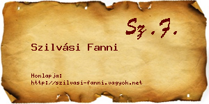 Szilvási Fanni névjegykártya
